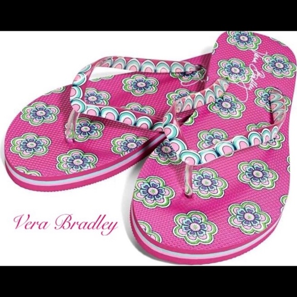 NWT Vera Bradley Flip Flops Pink Swirls Flowers - Picture 11 of 11